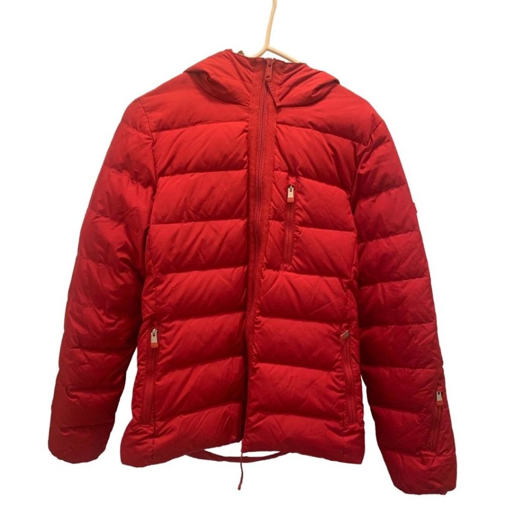 HUNTER Red Puffer Coat w/ Real Fox Fur Trim (Detachable) | Size S | Pre-Owned